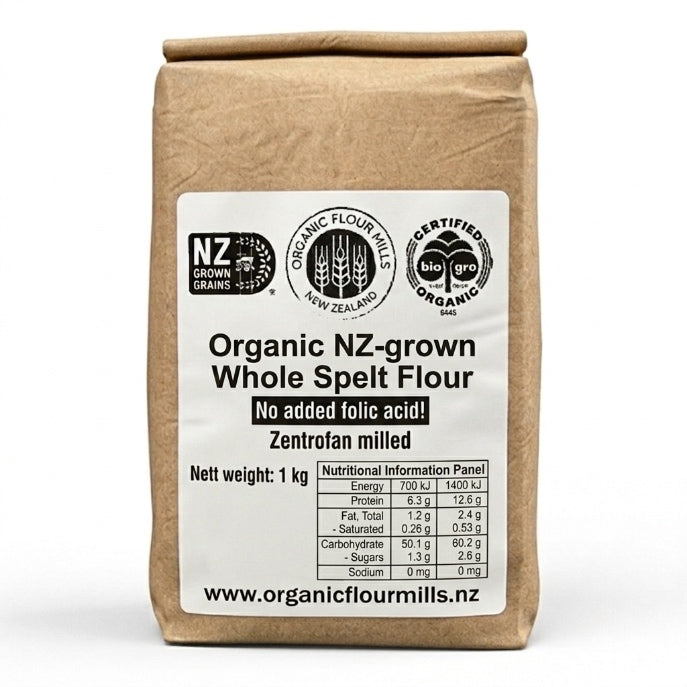 Organic NZ-grown Whole Spelt Flour