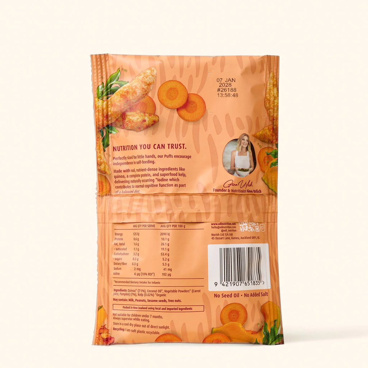 Organic Quinoa Puffs, Carrot, Pumpkin and Kelp
