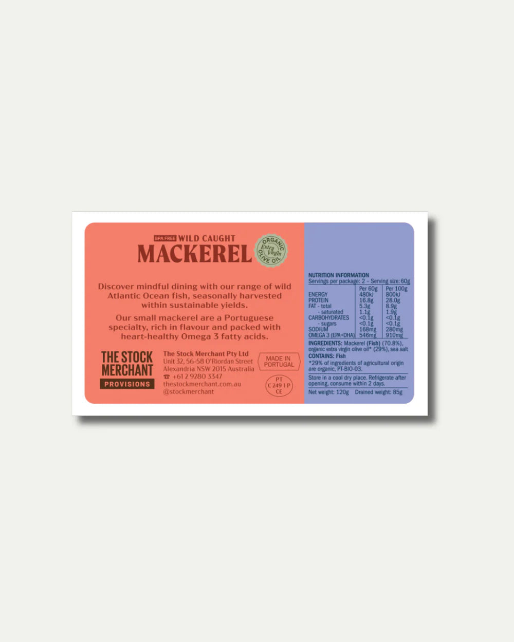 Wild Caught Mackerel in Organic EVOO