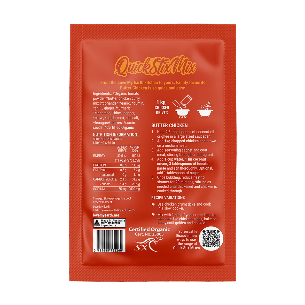 Organic Butter Chicken, Quick Stix Mix Recipe Base