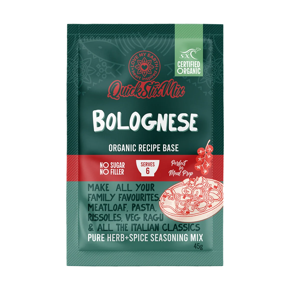Organic Bolognese, Quick Stix Mix Recipe Base
