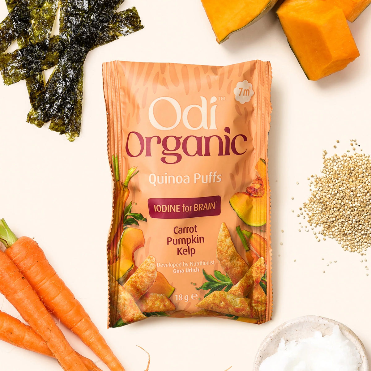 Organic Quinoa Puffs, Carrot, Pumpkin and Kelp