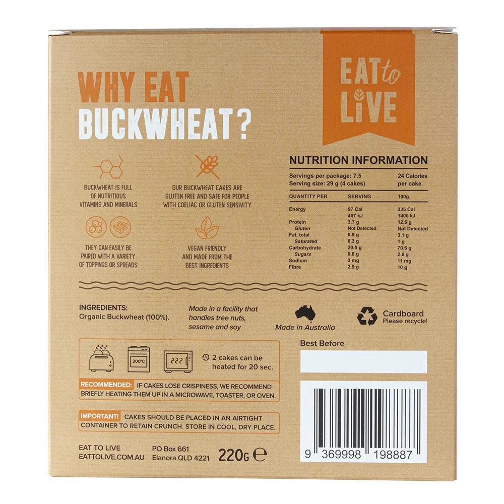 Organic Buckwheat Cakes, No Salt