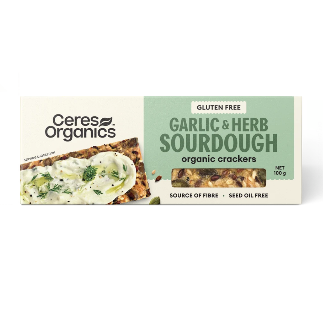 Organic Sourdough Crackers, Garlic and Herb